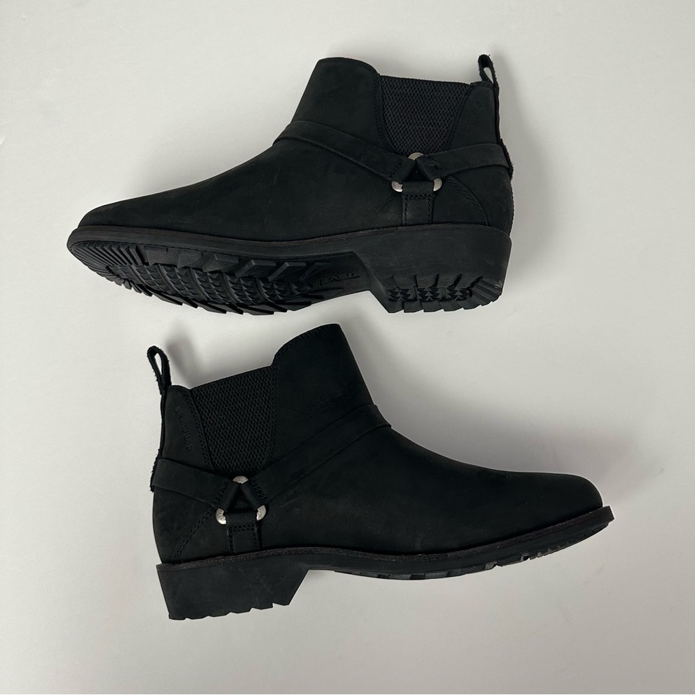 Teva De La Vina Dos Chelsea Ankle Boots Women 8 Black Leather Shoes - Picture 2 of 8